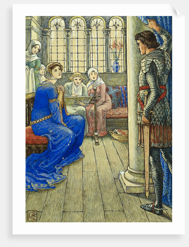 Sir Owen greets the Lady of the Fountain by Walter Crane